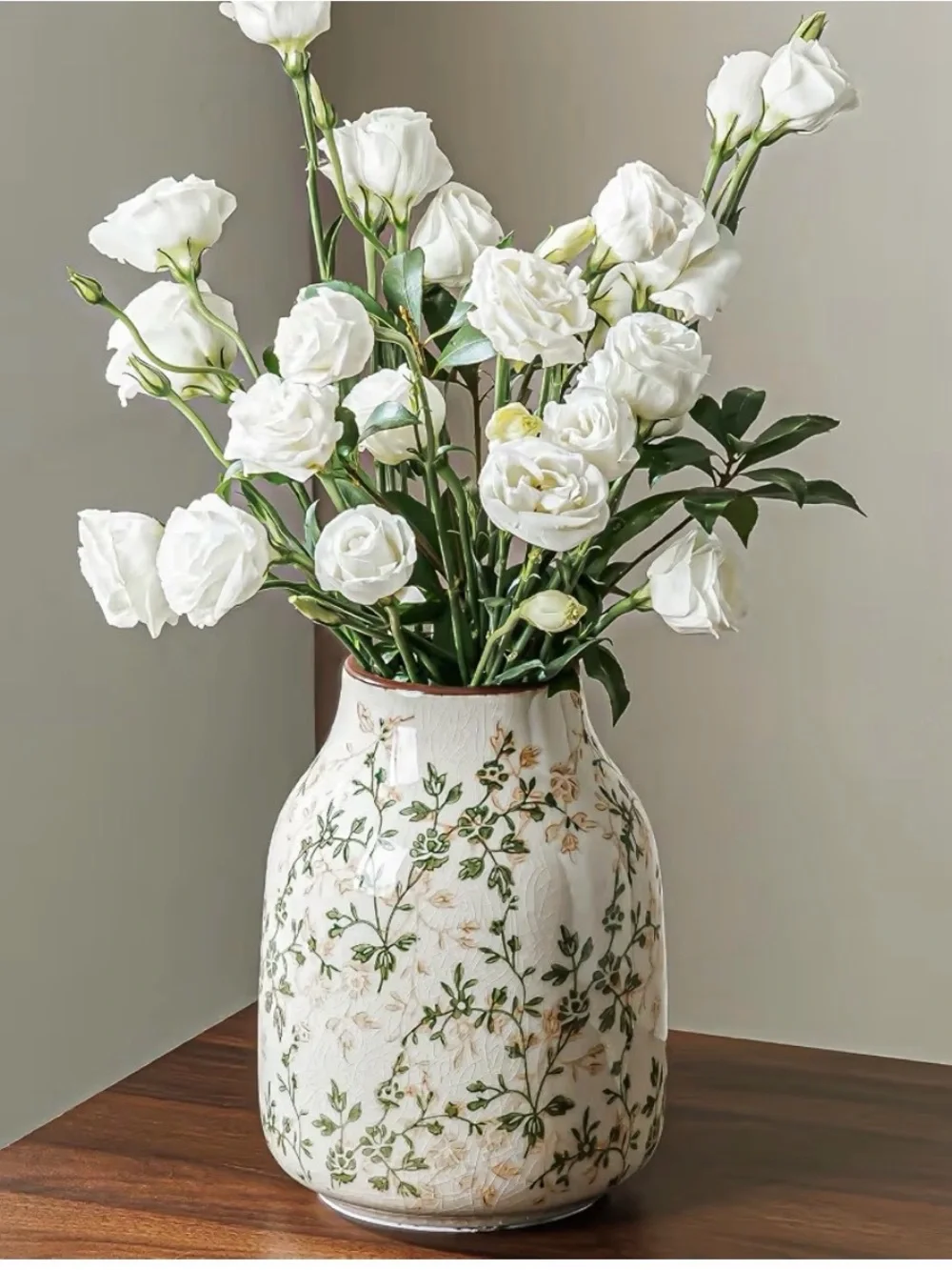 White Floral Ceramic Vase